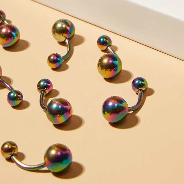 

12pcs Round Ball Eyebrow Ring, Multicolor