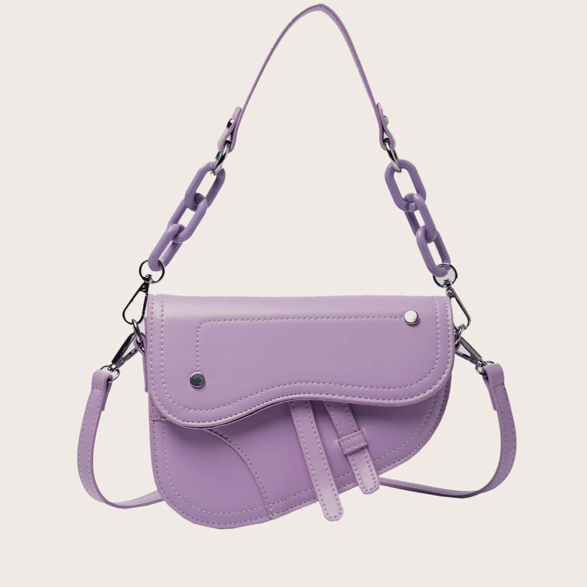 

Minimalist Flap Saddle Bag, Purple