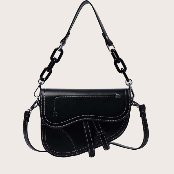 

Minimalist Flap Saddle Bag, Black