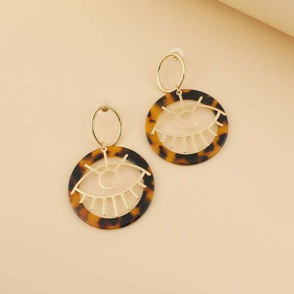 

Eye Decor Round Drop Earrings, Brown