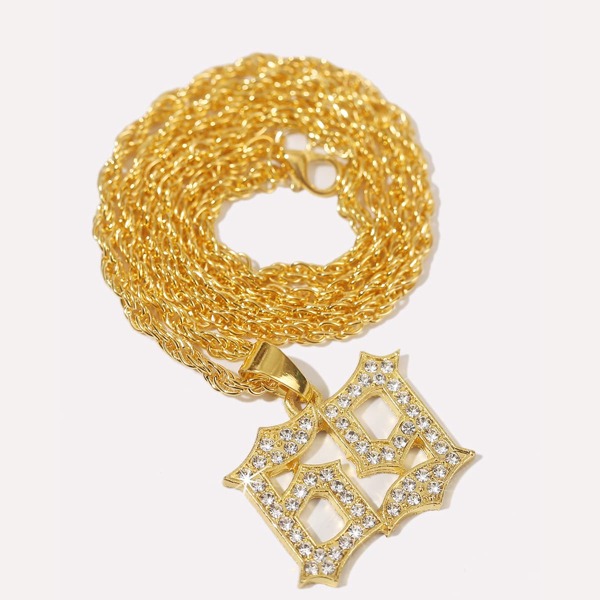 

Men Number Charm Necklace, Gold