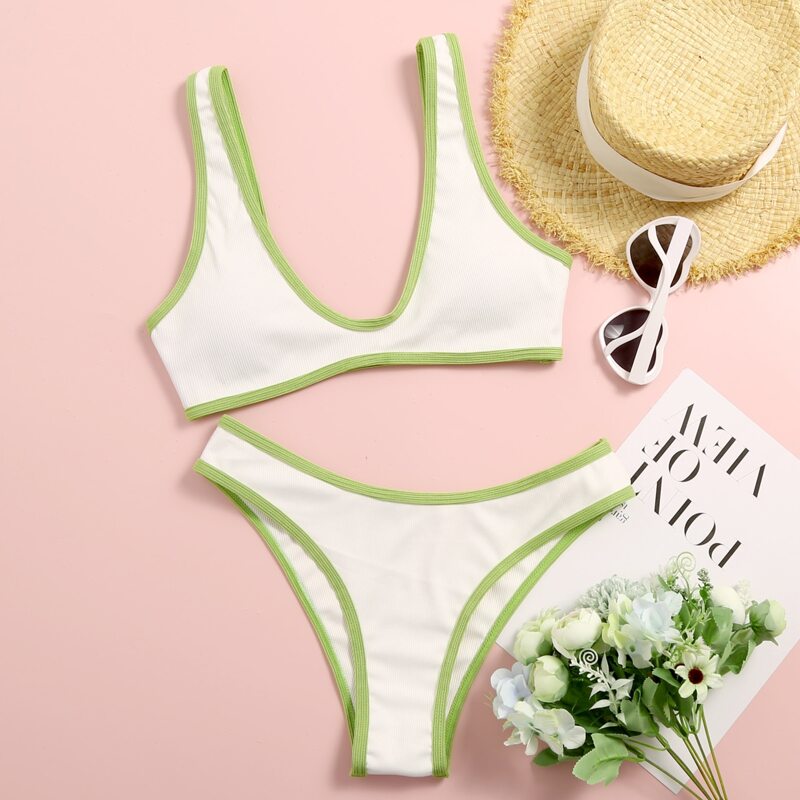 

Rib Whip Stitch Bikini Swimsuit, White