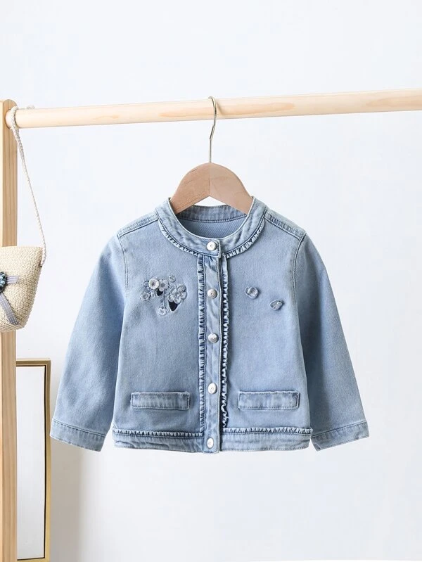 girls frill denim jacket