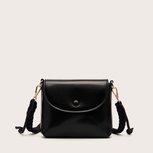 

Minimalist Flap Crossbody Bag, Black