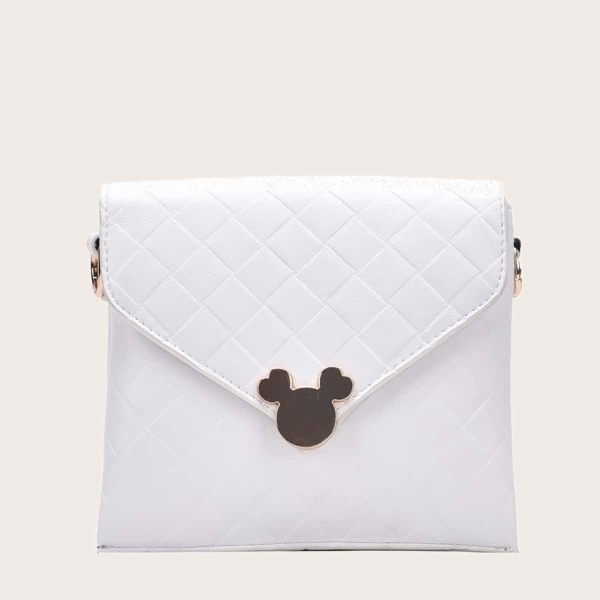 

Textured Flap Crossbody Bag, White