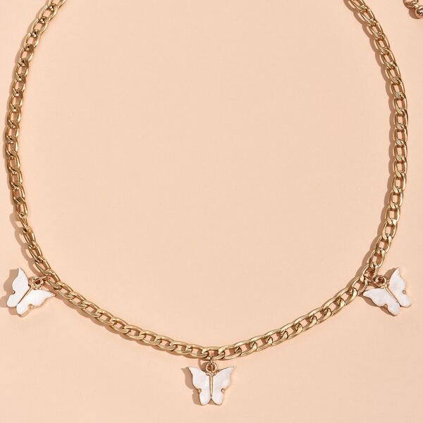 

Butterfly Charm Necklace, White
