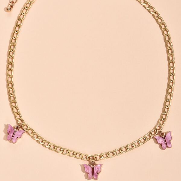 

Butterfly Charm Necklace, Purple