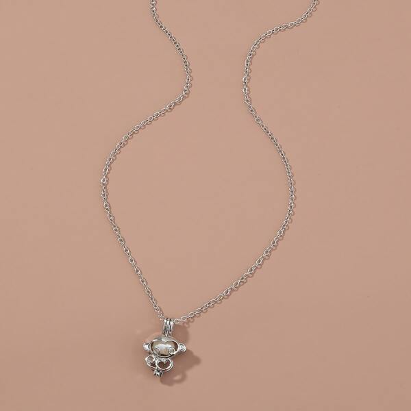 

Pearl Animal Detachable Charm Necklace, Silver