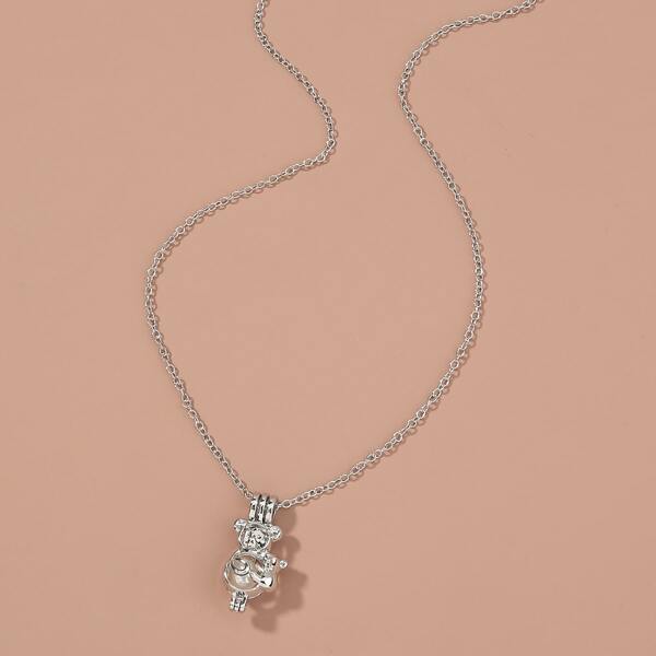 

Pearl Animal Detachable Charm Necklace, Silver