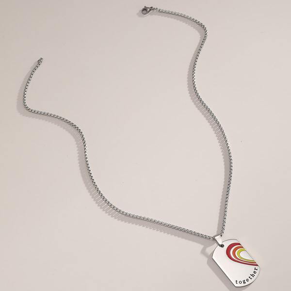 

Letter Engraved Geometric Charm Necklace, Silver