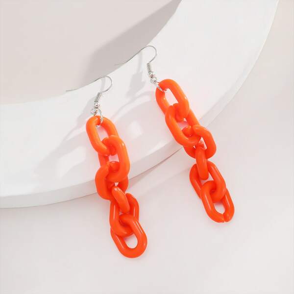 

Acrylic Chain Drop Earrings, Orange