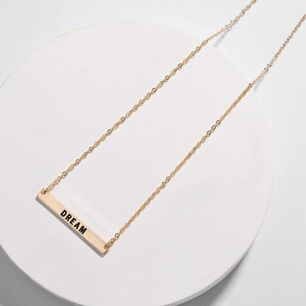 

Letter Engraved Bar Necklace, Gold