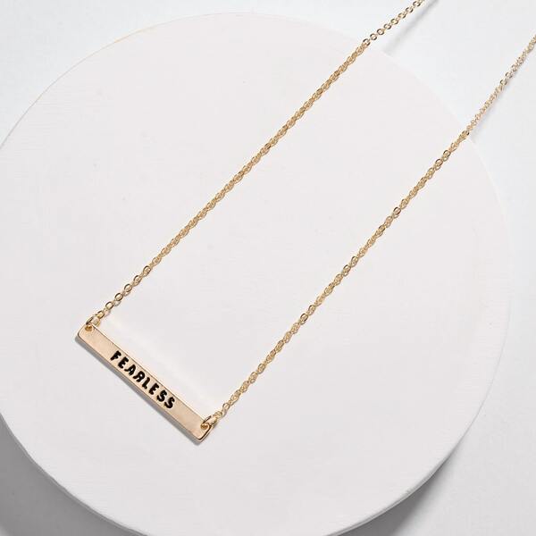 

Letter Engraved Bar Necklace, Gold