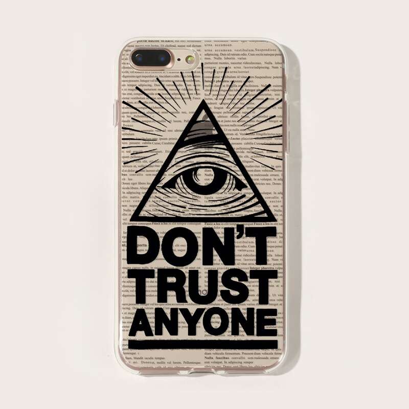 

1pc Letter Graphic iPhone Case, Black clear