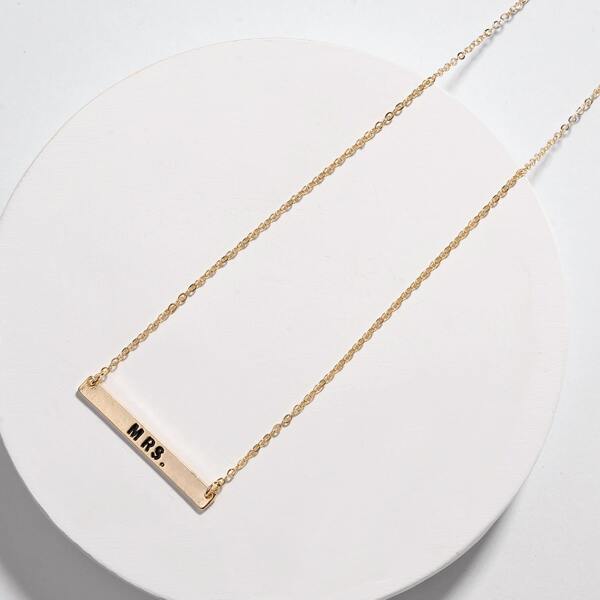 

Letter Engraved Bar Necklace, Gold