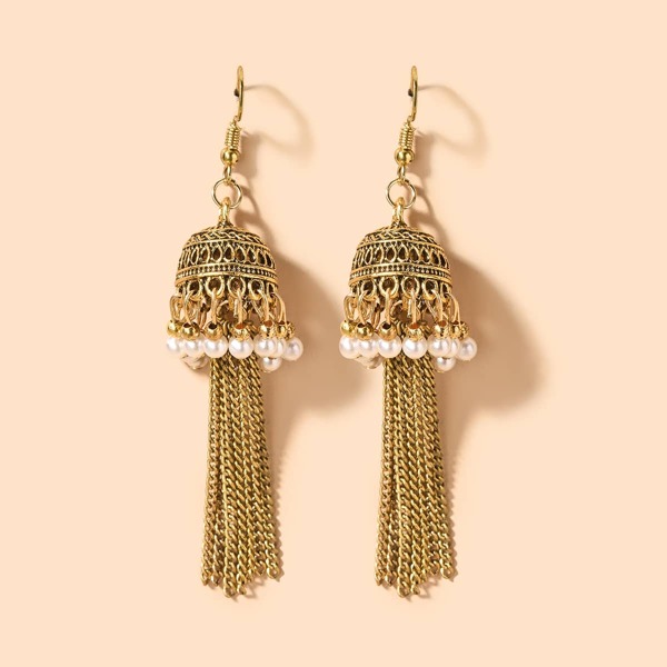 

Bell Charm Drop Earrings, Gold