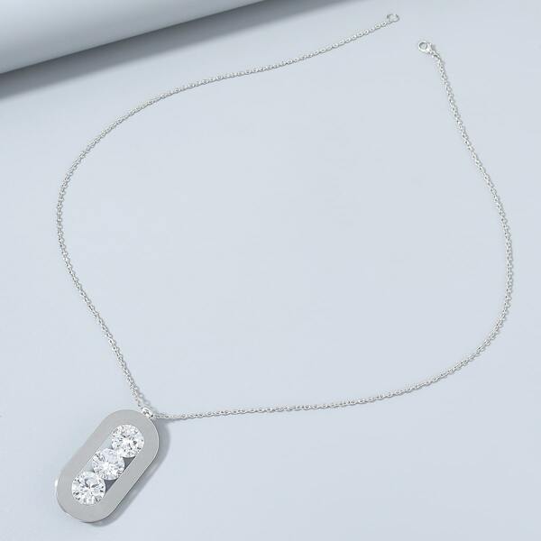 

Rhinestone Decor Necklace, Silver