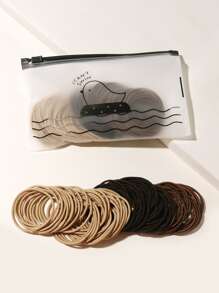 100入組女孩素色彈性髮圈 - 彩色 - 查看 1