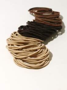 100入組女孩素色彈性髮圈 - 彩色 - 查看 2