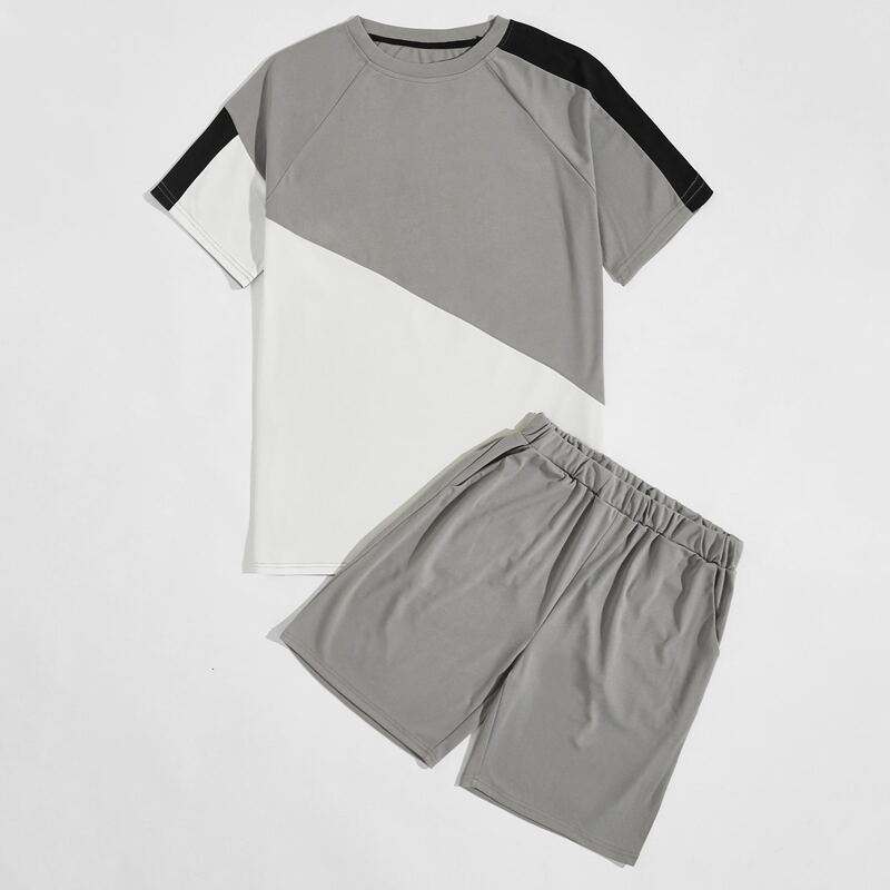 

Guys Color Block Raglan Sleeve Tee & Track Shorts, Multicolor