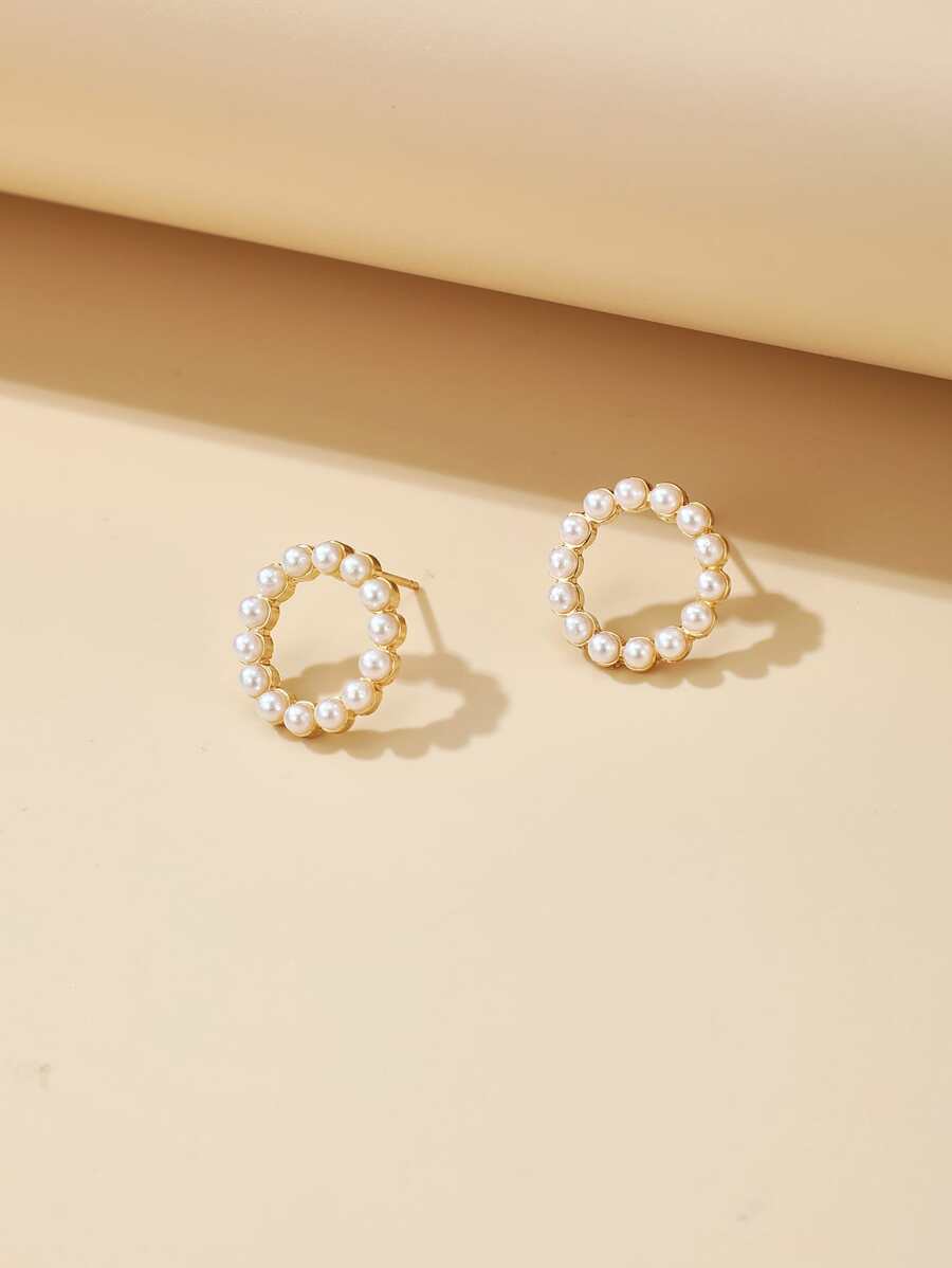imoli Faux Pearl Round Stud Earrings