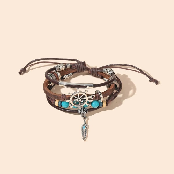 

Feather Turquoise Layered Bracelet, Brown