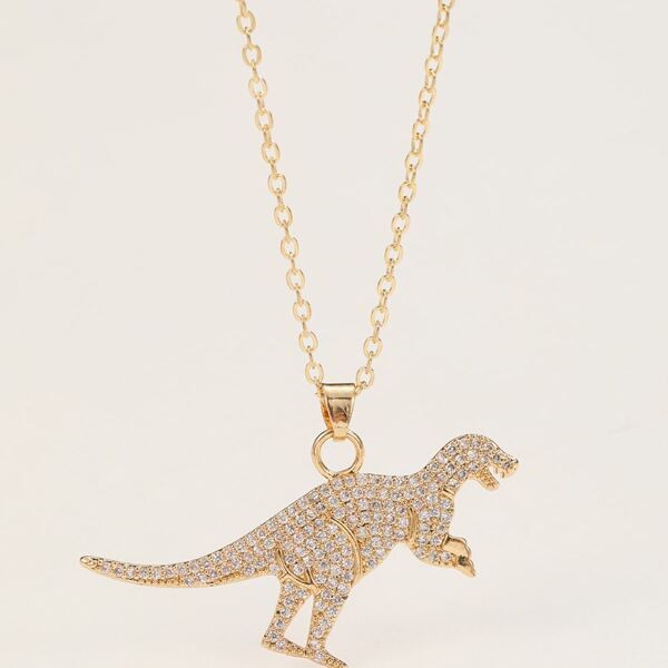 

Dinosaur Charm Necklace, Gold