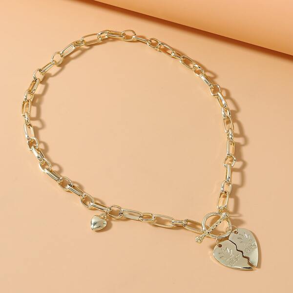 

Heart Charm Chain Necklace, Gold