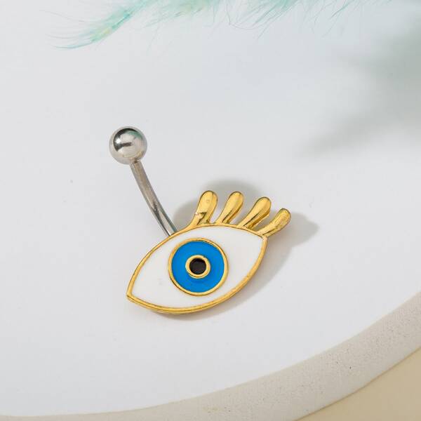 

Eye Design Belly Ring, White