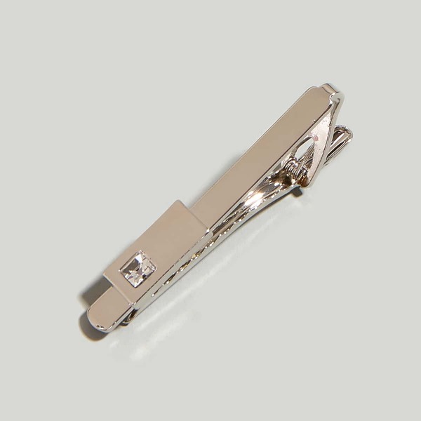 

Men Stainless Steel Rhinestone Tie Clip, Silver