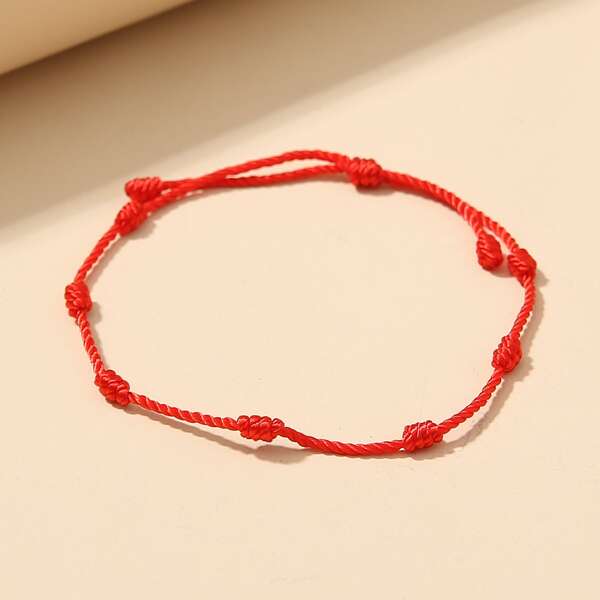 

Knot Decor Braided Bracelet, Red