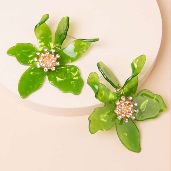 

Floral Charm Drop Earrings, Green