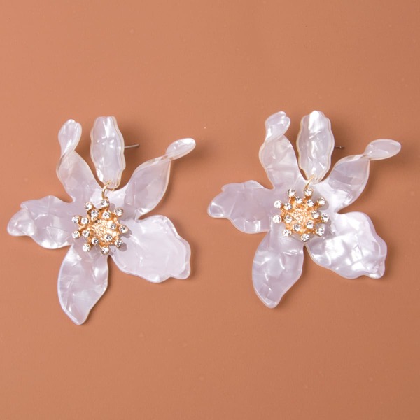 

Floral Charm Drop Earrings, White