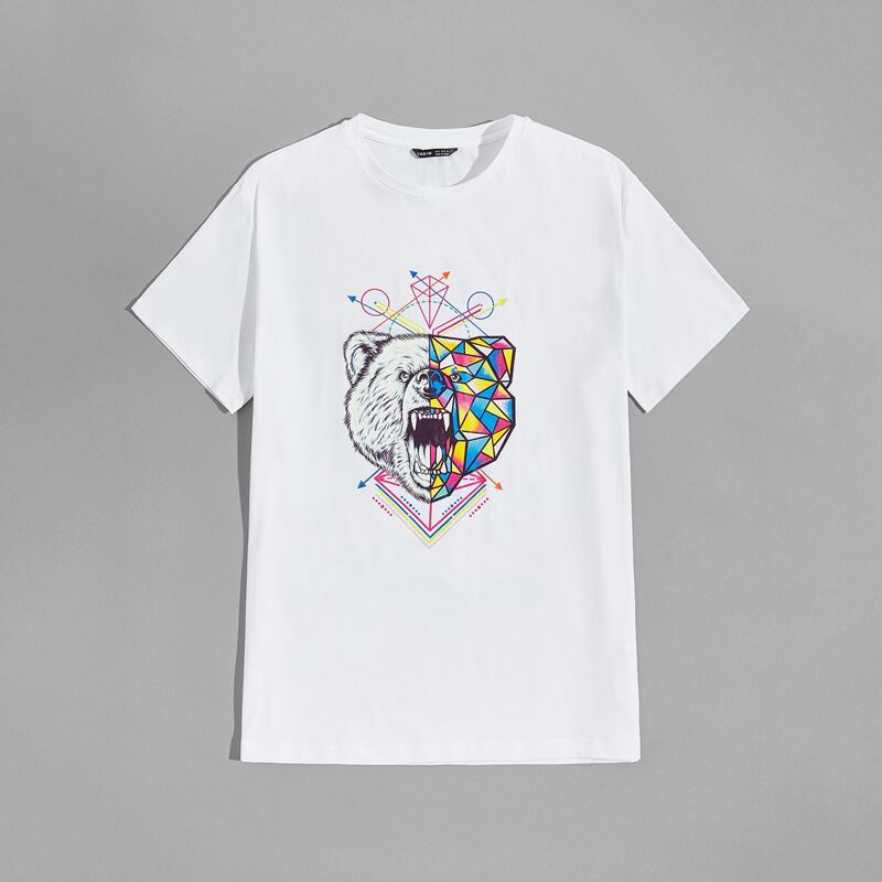 

Guys Animal and Graphic Print Top, White