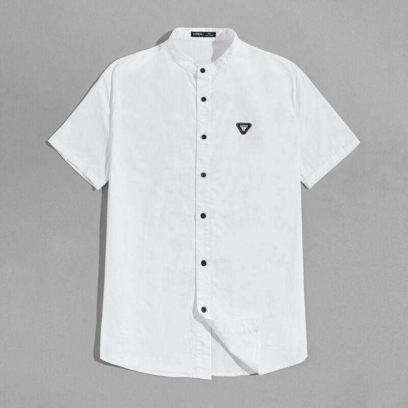 

Guys Patched Detail Shirt, White