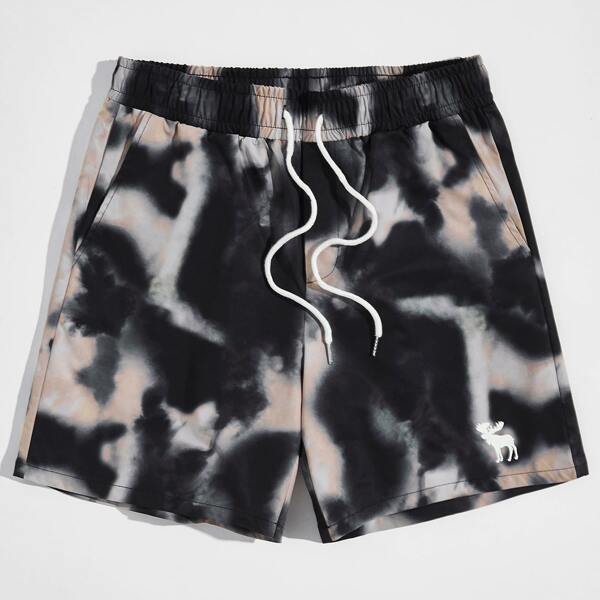 

Men Deer Print Tie Dye Shorts, Multicolor