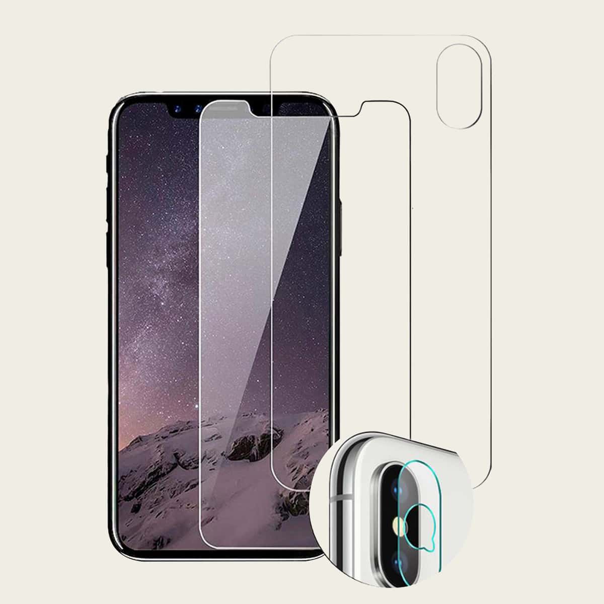 

3pcs iPhone Front & Rear & Camera Protective Film, Clear