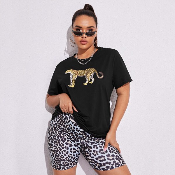

Plus Leopard Print Tee, Black