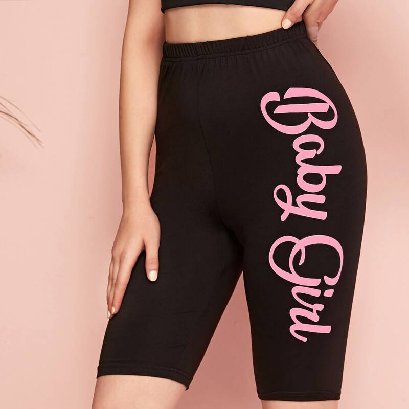 

Baby Girl Graphic Biker Shorts, Black