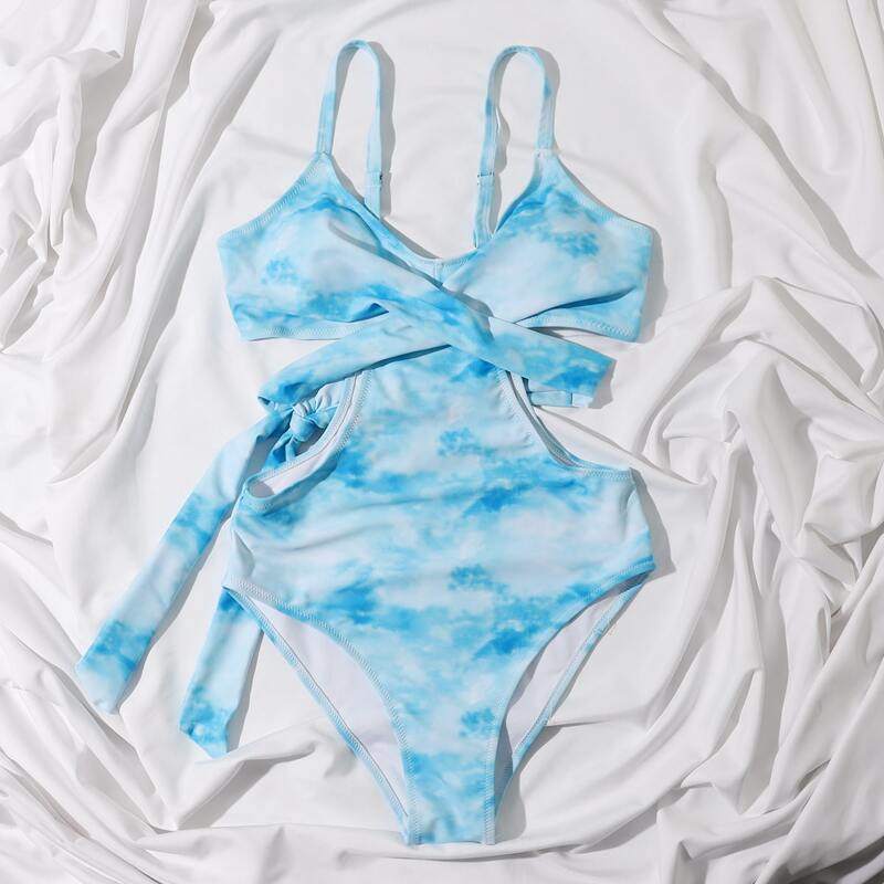 

Tie Dye Twist One Piece Swimsuit, Blue