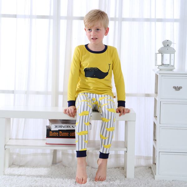 

Toddler Boys Stripe And Whale Print PJ Set, Multicolor
