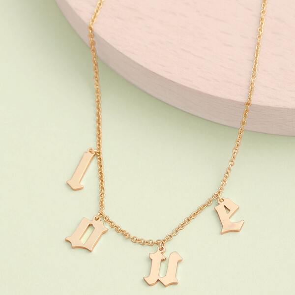 

Love Letter Chain Link Necklace, Gold