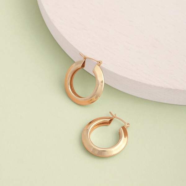 

Small Hoop Angled Edge Earrings, Gold