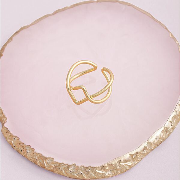 

Square Outline Adjustable Ring Cuff, Gold