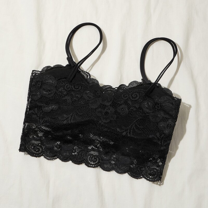 

Lace Longline Bralette, Black