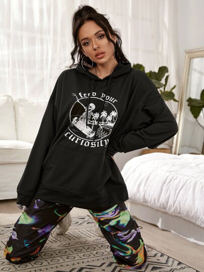 Черный на кулиске Хэллоуин Повседневный Свитшоты