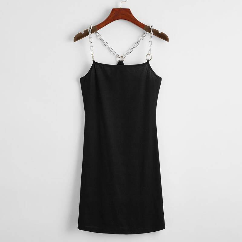 

Chain Strap Cami Dress, Black