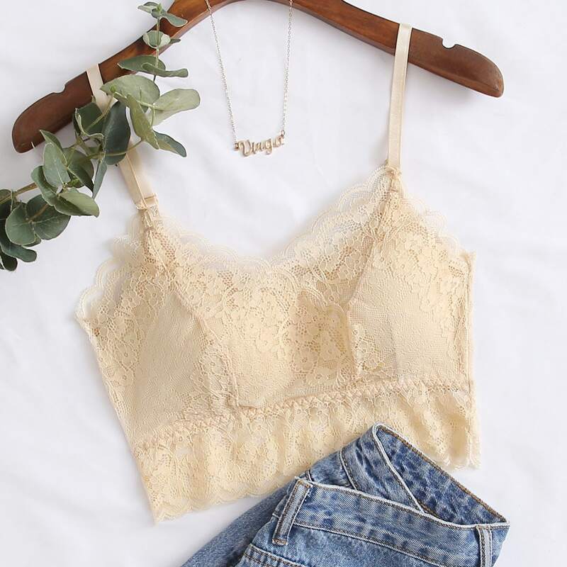 

Floral Lace Bralette, Beige pastel