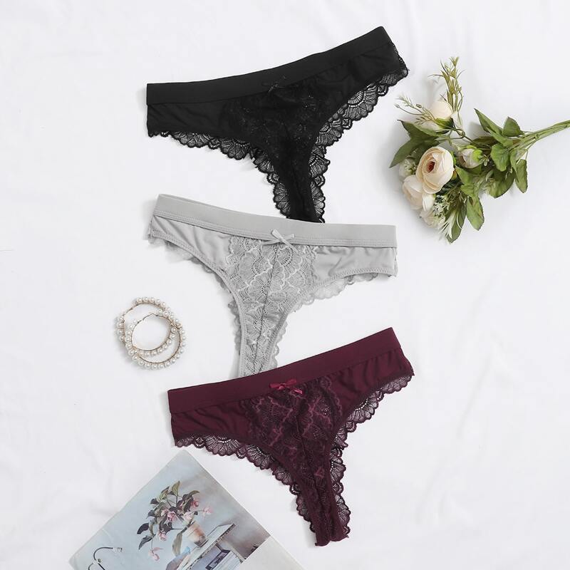 

3pack Floral Lace Panty Set, Multicolor