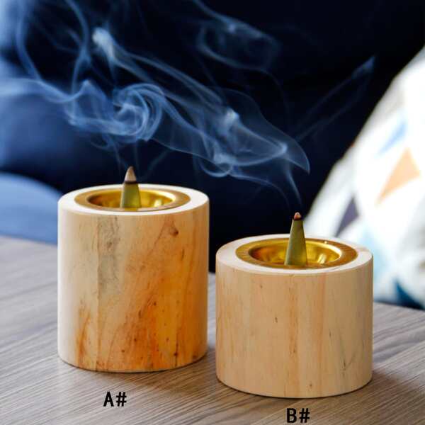 

1pc Wooden Incense Burner, Khaki